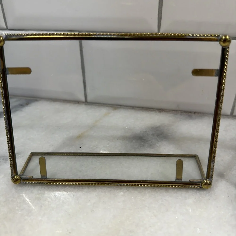 Vintage Set Of 3 Gold/glass Picture Frames 4x5in ES003